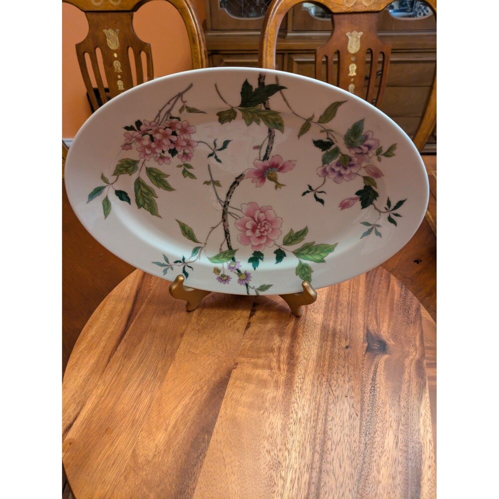 Heinrich H&C  Malaga 14 " Oval Serving Platter Vintage Pink Flower